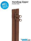 30" Handbag Zipper Double Slide - Seal Brown