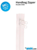 30" Handbag Zipper Double Slide - White
