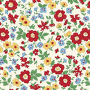 108" Quilt Back Flowers - Red