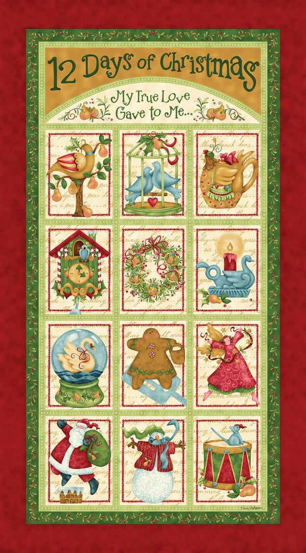 12 Days of Christmas 24" Block Panel - Multi