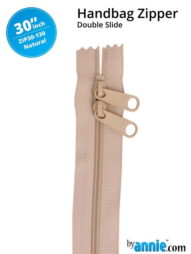 30" Handbag Zipper Double Slide - Natural