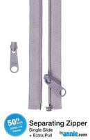 50" Separating Zipper w/Extra Slide - Pewter