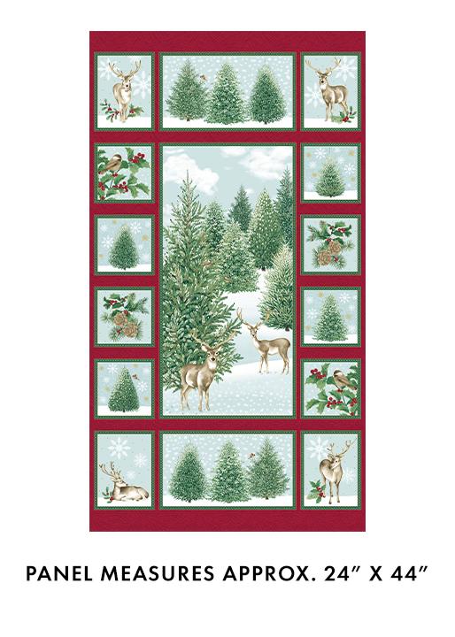 A Winter's Day 24" Panel - Multi with gold Metallic
