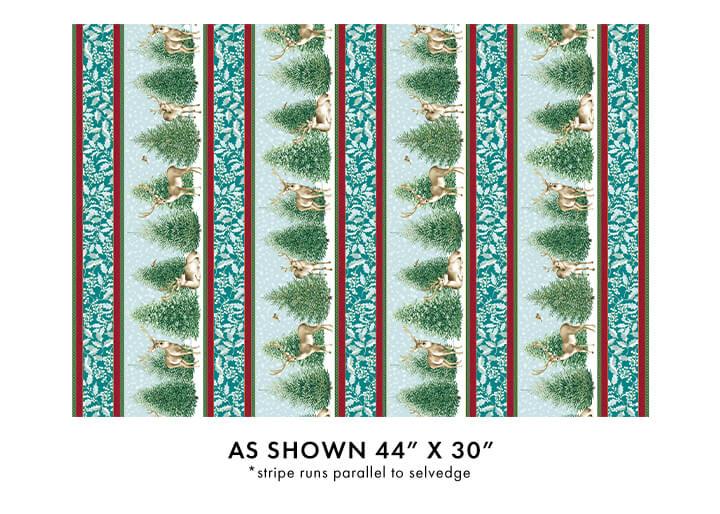 A Winter's Day Border Stripe - Multi with gold Metallic