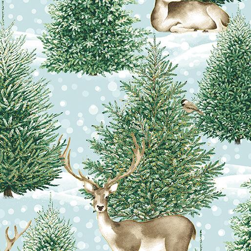 A Winter's Day Scene - Multi with metallic Gold