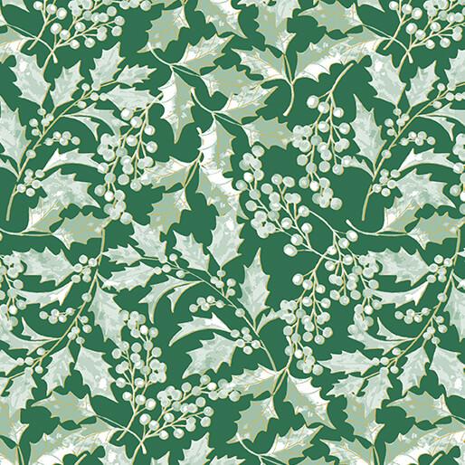 A Winter's Day Winter Holly - Green with metallic Gold