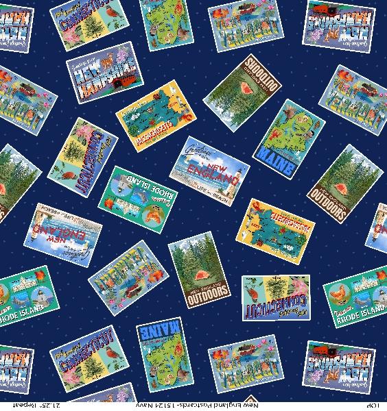 All New England Shop Hop 2025 New England Postcards - Navy