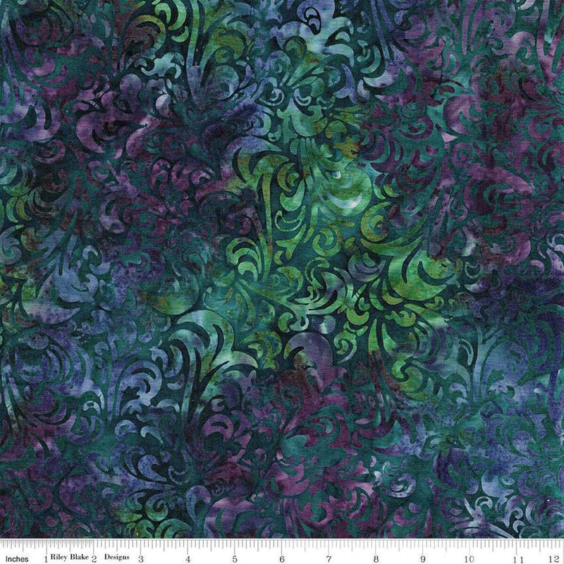 Batiks Elemental Twirl & Swirl - Peacock