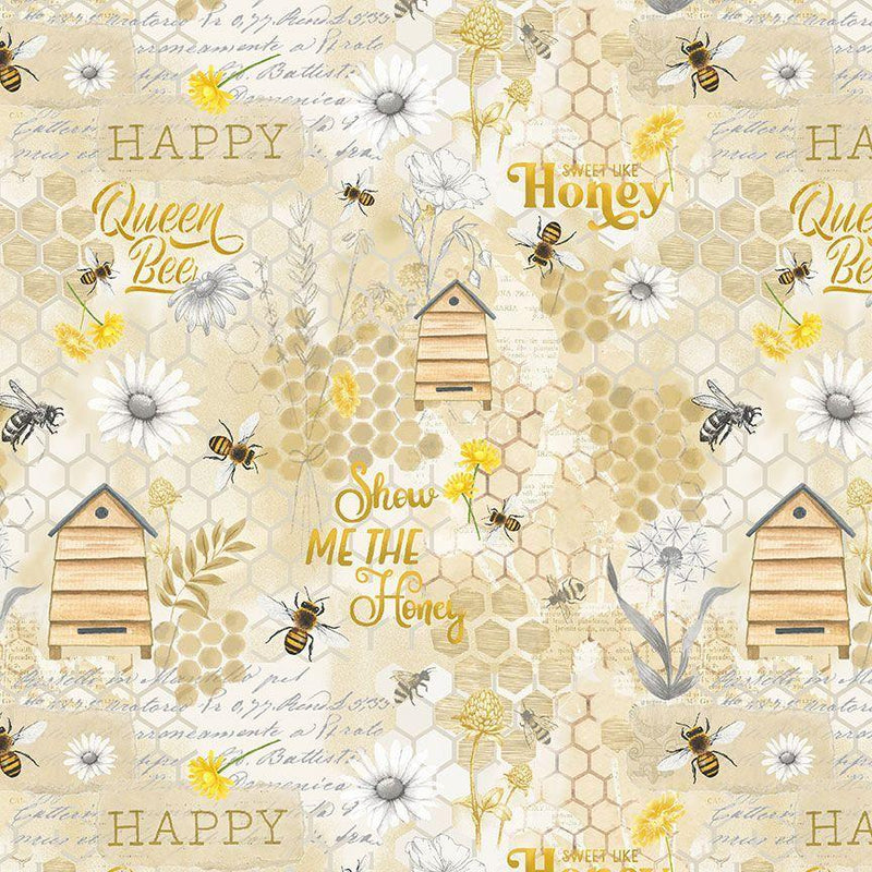 Bee & Bee Kind Honey Bee Collage - Beige