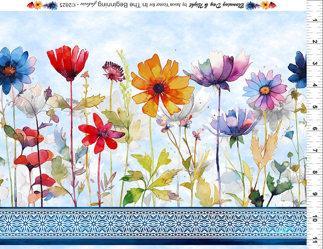 Blooming Day & Night Border Stripe - Blue – Bits 'n Pieces Quilt Shop