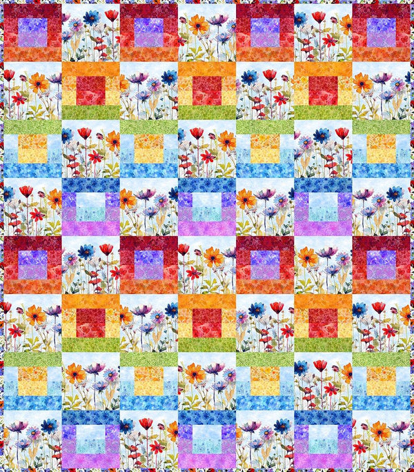 Blooming Day & Night Strip Quilt - Blue Version