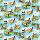 Break of Dawn Chicken and Rooster Scenes - Blue