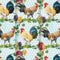 Break of Dawn Roosters in Blocks with Chicken Wire - Light Blue