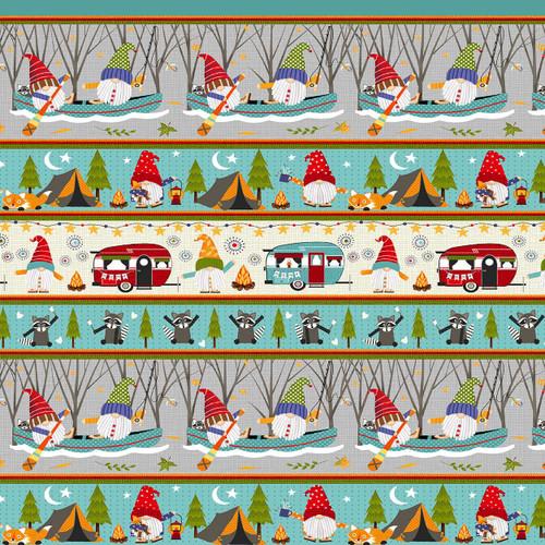 Camping Gnomes Border Stripe - Multi