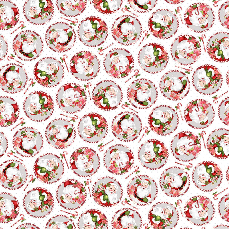 Candy Cane Lane Mini Santa Circles - White/Red