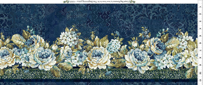 Carpet Bag Romance Border Stripe - Blue