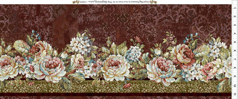 Carpet Bag Romance Red 60 Degree Runner Fabric 1.5 yards
