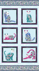Cat's Meow 24" Block Panel - Light Aqua/Multi