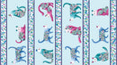 Cat's Meow Border Stripe - Light Teal/Multi