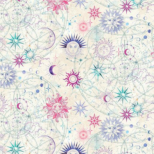Celestial Skies Sun and Moon - Cream