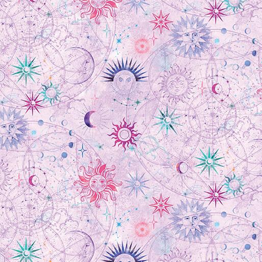 Celestial Skies Sun and Moon - Light Plum