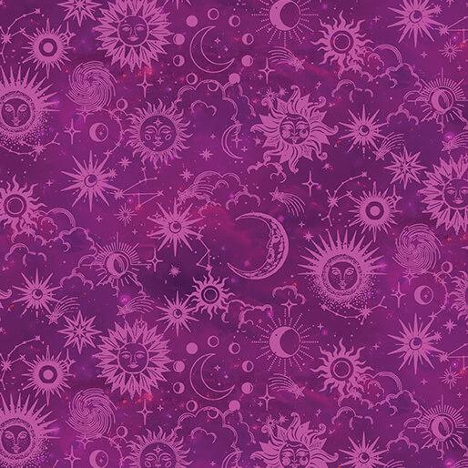 Celestial Skies Sun and Moon Tonal - Fuchsia
