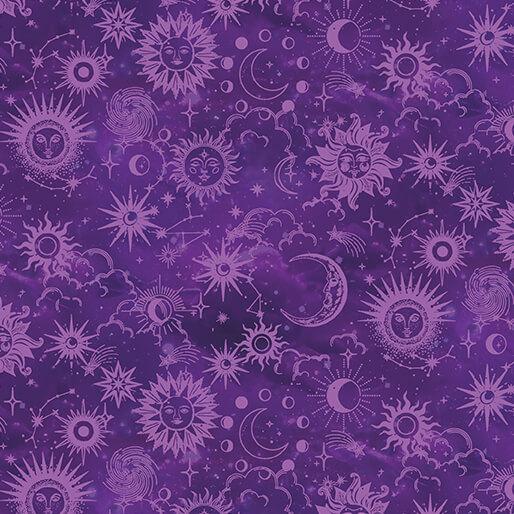 Celestial Skies Sun and Moon Tonal - Violet
