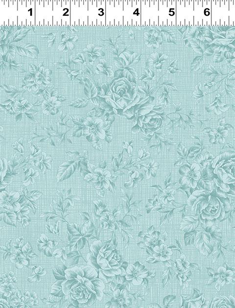 Charlotte Tonal Roses - Dark Turquoise