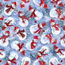 Christmas Eve Tossed Snowmen - Blue