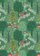 Christmas in Bluebell Wood - Green w/gold metallic