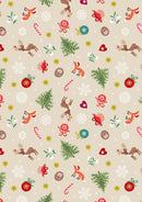 Christmas in Bluebell Wood Festive - Cream w/gold metallic