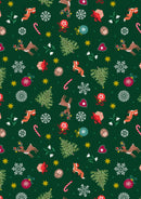 Christmas in Bluebell Wood Festive - Green w/gold metallic