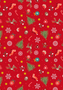 Christmas in Bluebell Wood Festive - Red w/gold metallic
