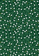 Christmas in Bluebell Wood  Snowdrops - Green w/gold metallic