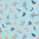 Cozy Forest Comfort Flannnel Cozy Forest Animals - Sky Blue