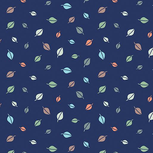 Cozy Forest Comfort Flannnel Forest Leaves - Navy