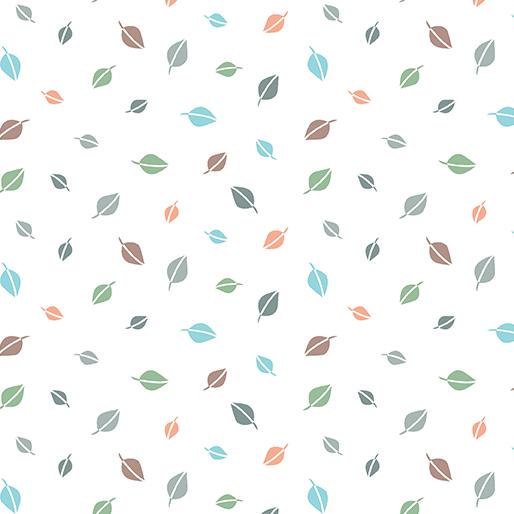 Cozy Forest Comfort Flannnel Forest Leaves - White