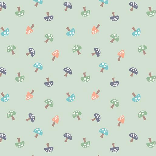 Cozy Forest Comfort Flannnel Forest Mushrooms - Sage