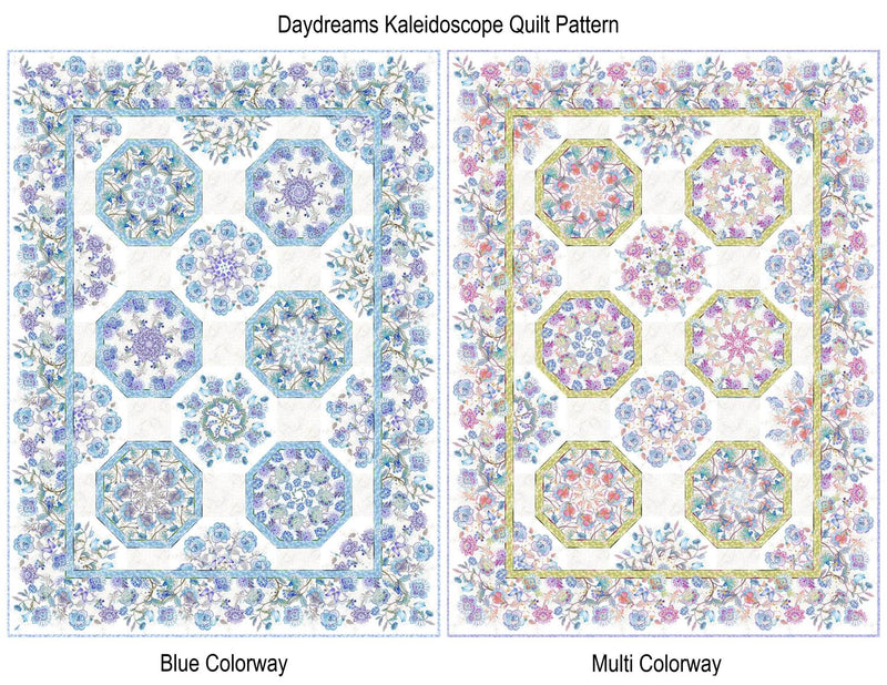 Daydreams Kaleidoscope Quilt Pattern 65" x 87.5"