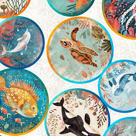 Deep Sea Dazzle Undersea Medallions - Beige