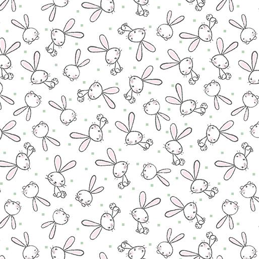 Doodle Baby Flannel Bunny Love - White