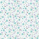 Doodle Baby Flannel Dream Flower - Turquoise/White