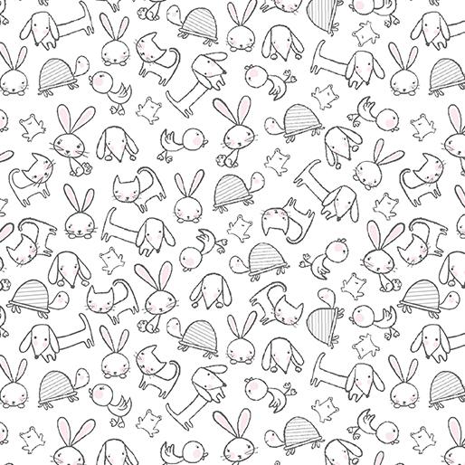 Doodle Baby Flannel So Loved Animal Toss - White