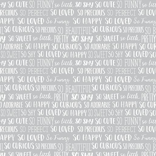 Doodle Baby Flannel Sweet Words - Grey