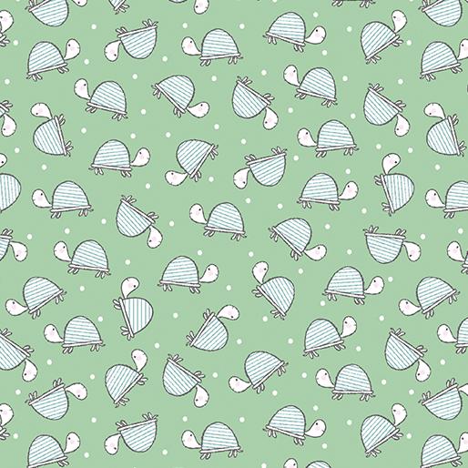 Doodle Baby Flannel Turtle Love - Mint