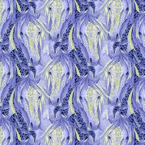Dream Horses Sm Horse Heads Allover - Purple