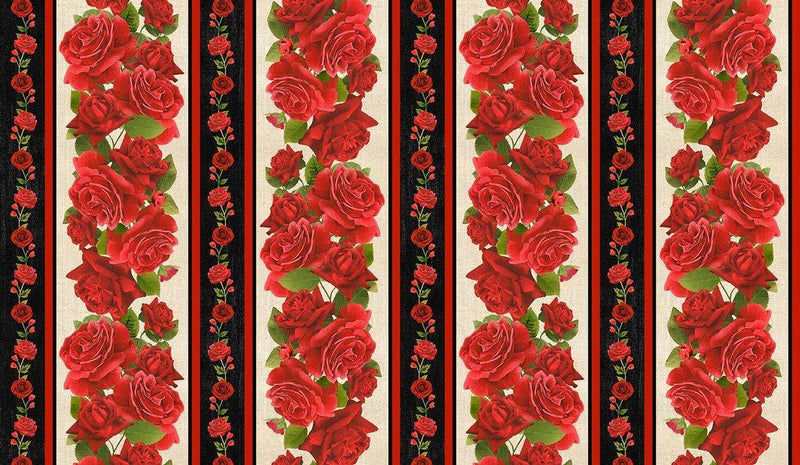 Easy Striped Table Runner Red  Roses Fabric Kit (No Pattern)