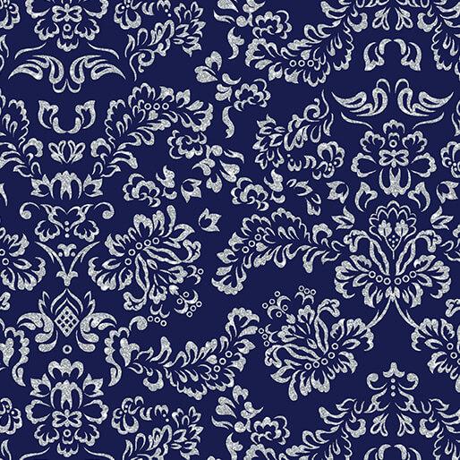 Elegant Keepsakes Elegant Filigree Silver Metallic - Navy