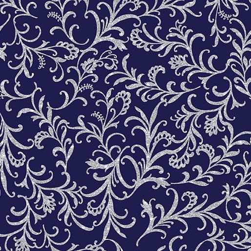Elegant Keepsakes Elegant Scrolls Silver Metallic - Navy