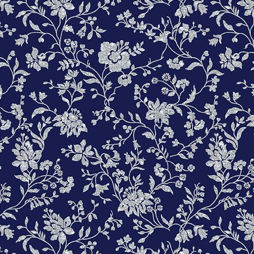 Elegant Keepsakes Garden Elegance Silver Metallic - Navy